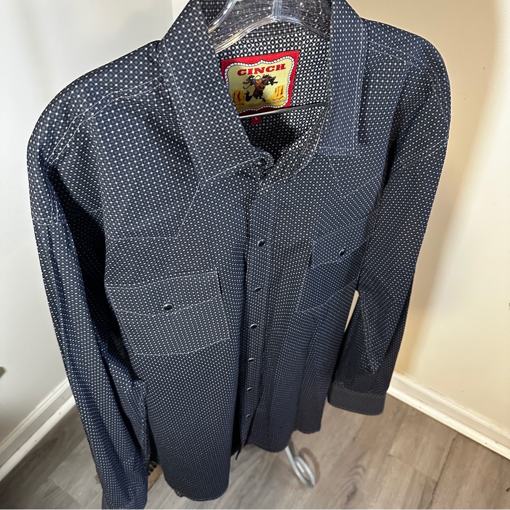 Cinch Men’s Large Black Snap Long Sleeve Shirt
